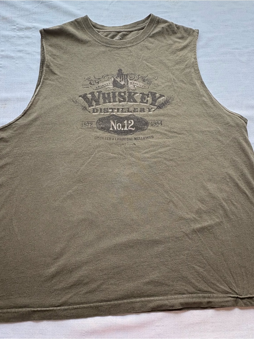 Faded Glory Men's Sleeveless Whiskey Graphic Tank - Olive